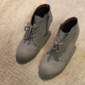 Faux Suede wedge booties gray size 9